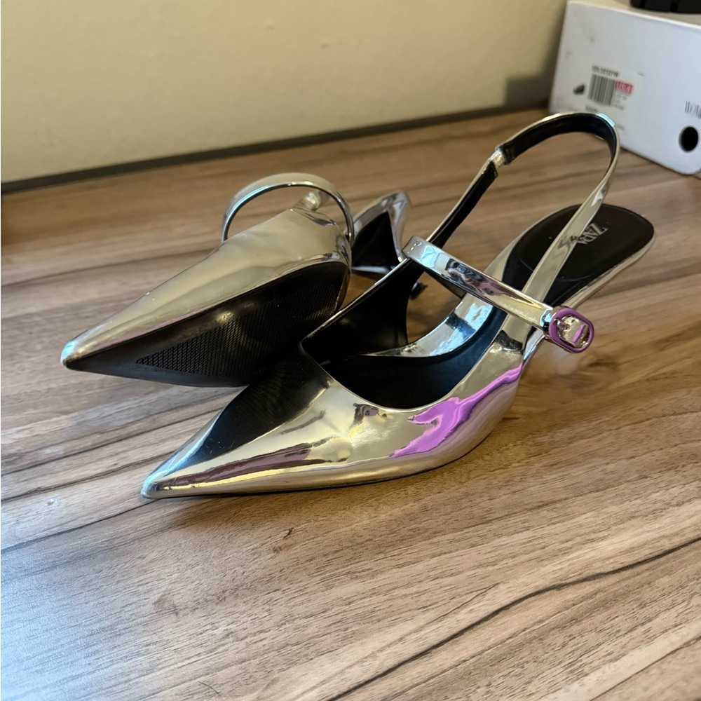 Silver Kitten Heels